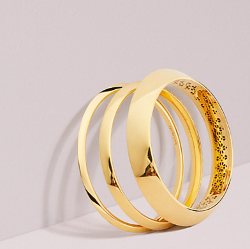 Kate Spade Gold 3 Ring Bangle Bracelet Set